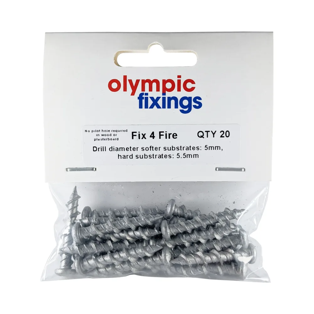 Olympic Fixings Fix4Fire Multi-Purpose Fire Resistant Screws 6x32 mm Pan Head - 20 Pieces 1 Olympic Fixings 211-100-011 Olympic Fixings Fix4Fire Multi-Purpose Fire Resistant Screws 6x32 mm Pan Head - 20 Pieces