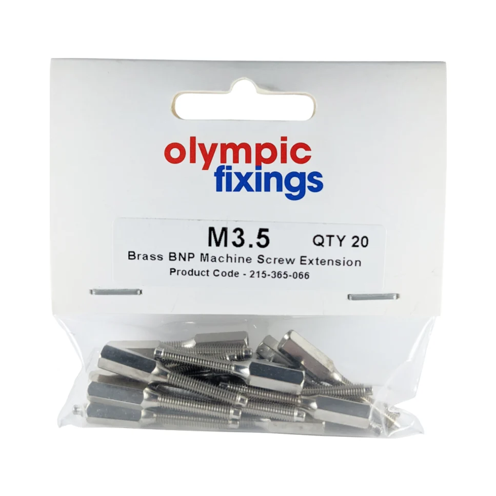 Olympic Fixings M3.5 x 35mm Brass BNP Machine Screw Extension Studs - Pack of 20 1 Olympic Fixings 215-365-066 Olympic Fixings M3.5 x 35mm Brass BNP Machine Screw Extension Studs - Pack of 20