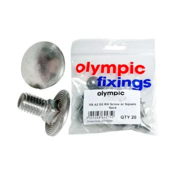 Olympic Fixings 270-100-040 Olympic Fixings A2 Stainless Steel RH Screw with Square Neck - M8 - 20 Pcs