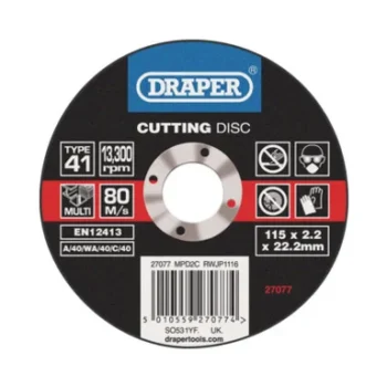 Draper 27077 Draper Multi-Purpose Cutting Disc 115 x 1.6 x 22.2mm