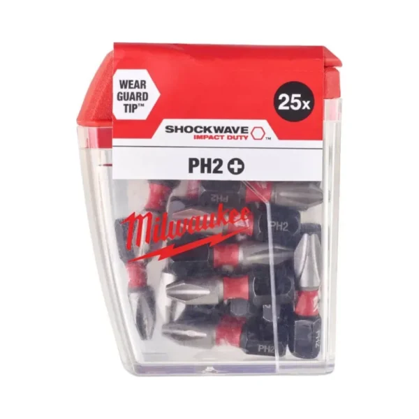 Milwaukee PH2 X 25mm Impact Duty Screwdriver Bits - 25 Pack