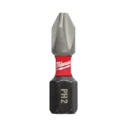 Milwaukee Shockwave Screwdriver Bit Philips PH2 x 25mm Impact Duty - Pack of 25 1 Milwaukee Shockwave Screwdriver Bit Philips PH2 x 25mm Impact Duty - Pack of 25