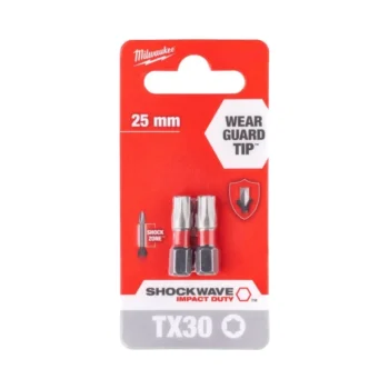 Milwaukee TORX TX30 x 25mm Impact Shockwave Screwdriver Bit - Pack of 2