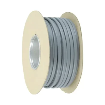 6242Y Grey 6mm Twin & Earth Cable (6242YH6.0/100), BS 6004:2012-compliant, BASEC-approved, stranded live and neutral conductors, solid 2.5mm CPC, harmonised wiring colours, supplied in a 100m drum.