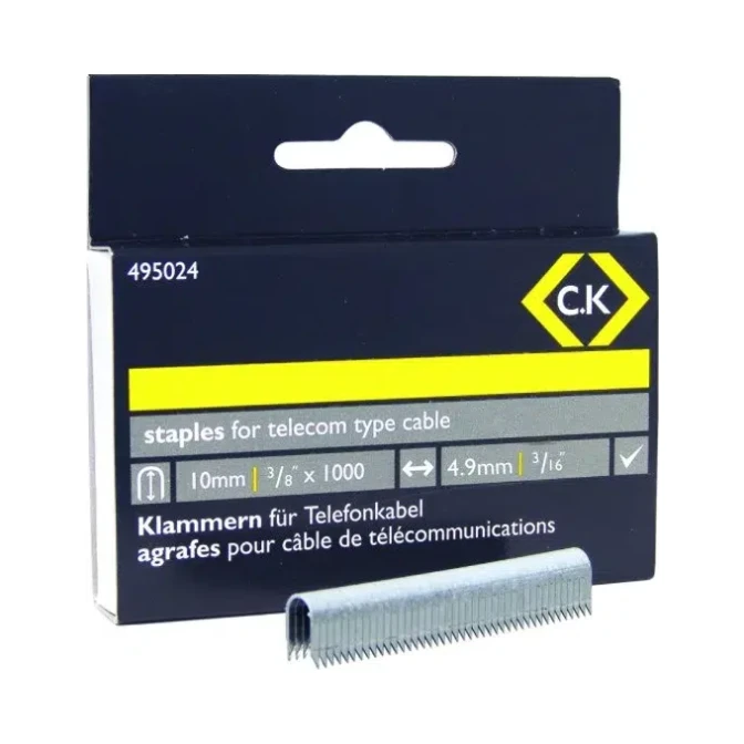 C.K Tools 495024 Telecom Cable Staples - 4.5mm x 10mm - Box of 1000 1 C.K Tools 495024 Telecom Cable Staples - 4.5mm x 10mm - Box of 1000