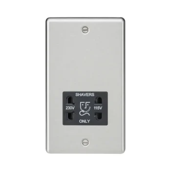 Knightsbridge CL89BC Knightsbridge Rounded Edge 115V/230V Dual Voltage Shaver Socket - Brushed Chrome with Black Insert