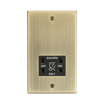 Knightsbridge CS89AB Knightsbridge Square Edge 115V/230V Dual Voltage Shaver Socket - Antique Brass with Black Insert