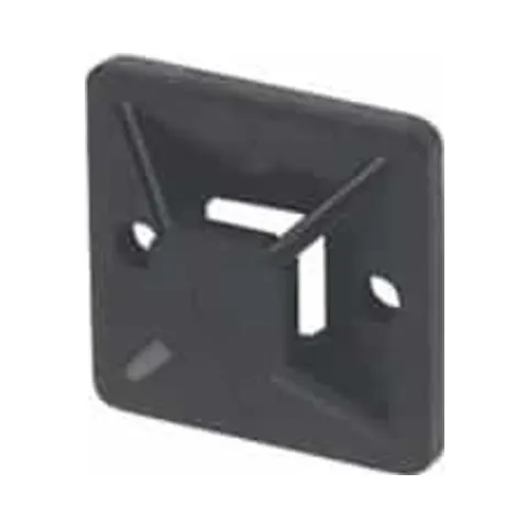 Adhesive Black Cable Tie Bases 20x20mm - Pack of 100 2 CTC AB20B-FIX Adhesive Black Cable Tie Bases With Fixing Hole 20mm x 20mm - Pack of 100 2