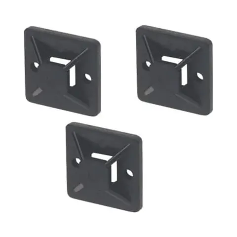 Adhesive Black Cable Tie Bases 20x20mm - Pack of 100 3 CTC AB20B-FIX Adhesive Black Cable Tie Bases With Fixing Hole 20mm x 20mm - Pack of 100 3