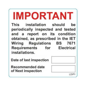 Cobra SL/PI/7575/25 Cobra Cable Warning Labels - Periodic Inspection 75x75 mm - 25 Per Roll