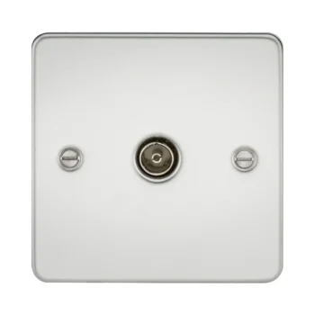 Knightsbridge FP0100PC Knightsbridge Flat Plate 1G TV Outlet (non-isolated) - Polished Chrome