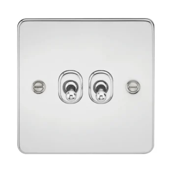Knightsbridge FP2TOGPC Knightsbridge Flat Plate 10AX 2G 2 Way Toggle Switch - Polished Chrome