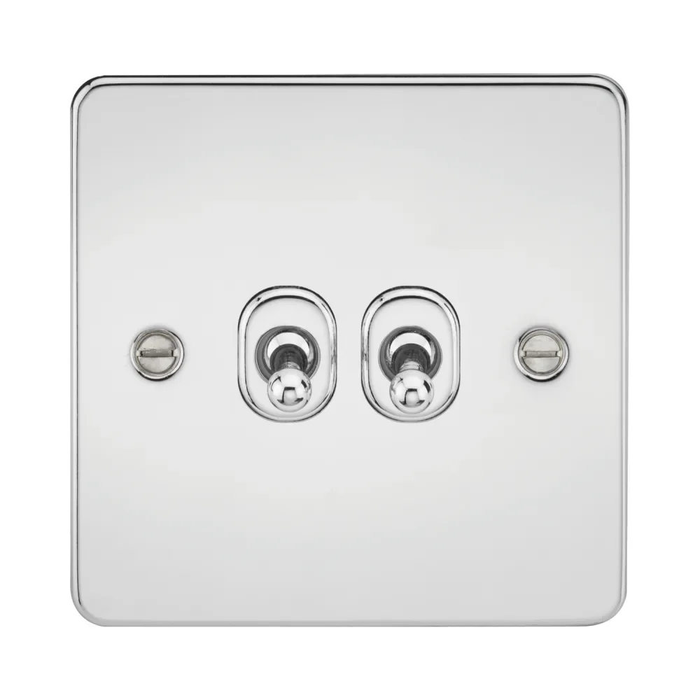 Knightsbridge Flat Plate 10AX 2G 2 Way Toggle Switch - Polished Chrome 1 Knightsbridge FP2TOGPC Knightsbridge Flat Plate 10AX 2G 2 Way Toggle Switch - Polished Chrome