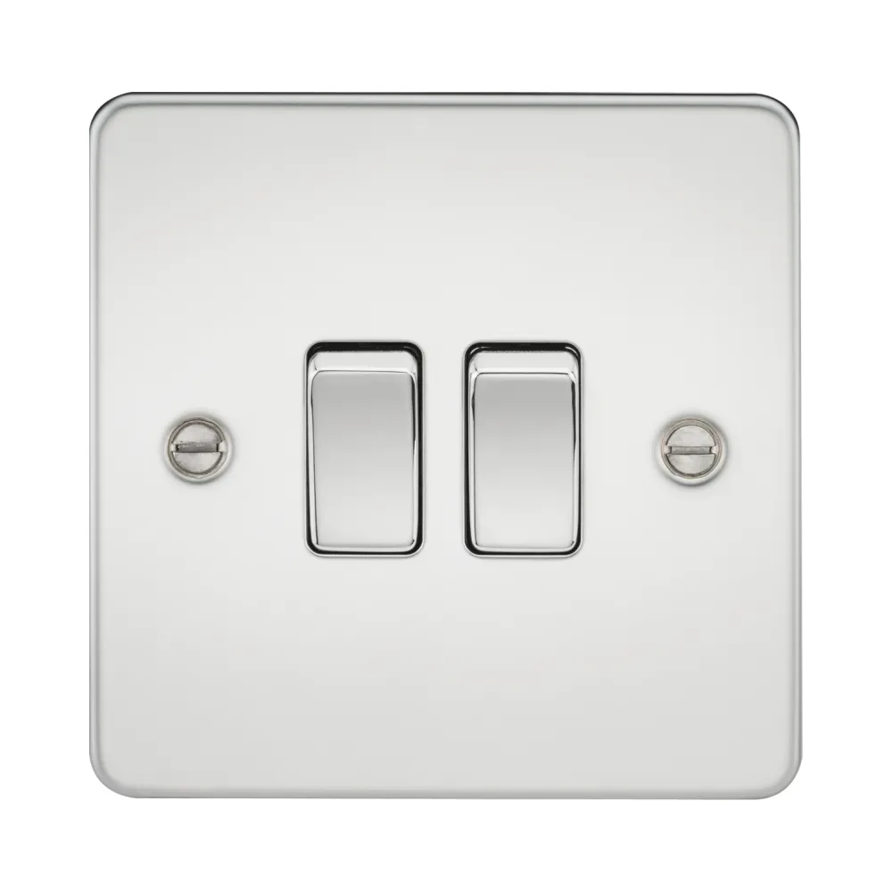 Knightsbridge Flat Plate 10AX 2G 2 Way Switch - Polished Chrome 1 Knightsbridge FP3000PC Knightsbridge Flat Plate 10AX 2G 2 Way Switch - Polished Chrome