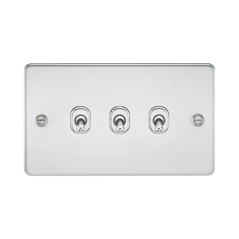 Knightsbridge Flat Plate 10AX 3G 2 Way Toggle Switch - Polished Chrome 1 Knightsbridge FP3TOGPC Knightsbridge Flat Plate 10AX 3G 2 Way Toggle Switch - Polished Chrome
