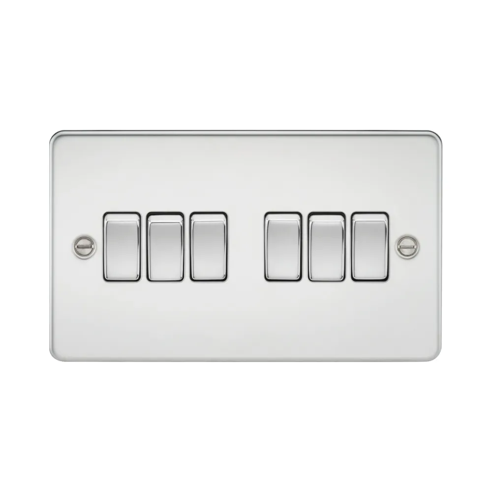 Knightsbridge Flat Plate 10AX 6G 2 Way Switch - Polished Chrome 1 Knightsbridge FP4200PC Knightsbridge Flat Plate 10AX 6G 2 Way Switch - Polished Chrome