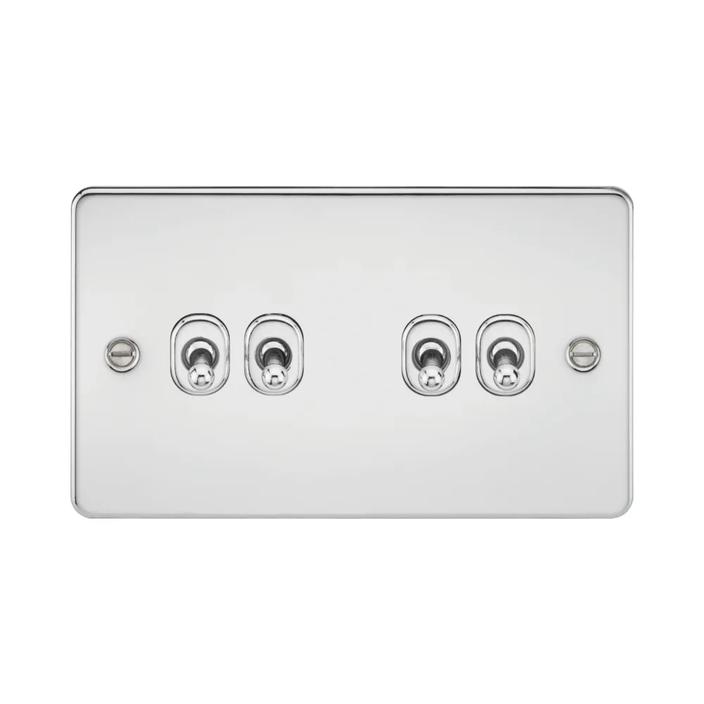 Knightsbridge Flat Plate 10AX 4G 2 Way Toggle Switch - Polished Chrome 1 Knightsbridge FP4TOGPC Knightsbridge Flat Plate 10AX 4G 2 Way Toggle Switch - Polished Chrome