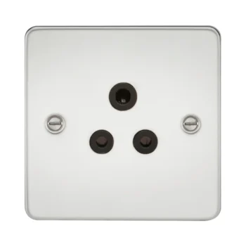 Knightsbridge FP5APC Knightsbridge Flat Plate 5A Unswitched Socket - Polished Chrome with Black Insert