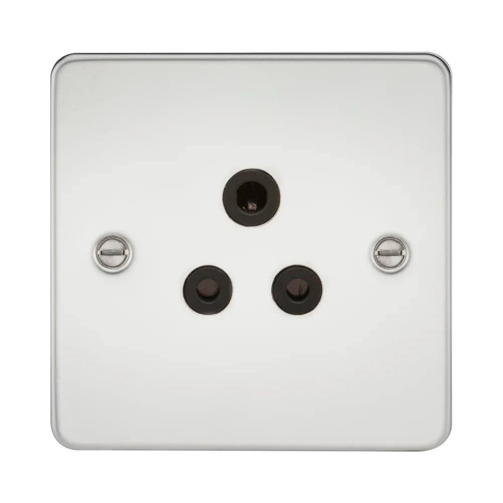 Knightsbridge Flat Plate 5A Unswitched Socket - Polished Chrome with Black Insert 1 Knightsbridge FP5APC Knightsbridge Flat Plate 5A Unswitched Socket - Polished Chrome with Black Insert
