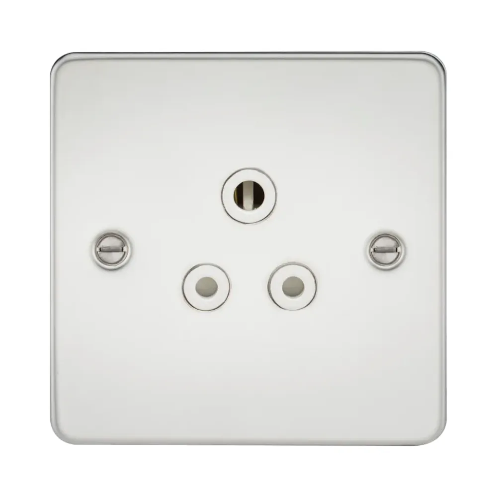 Knightsbridge Flat Plate 5A Unswitched Socket - Polished Chrome with White Insert 1 Knightsbridge FP5APCW Knightsbridge Flat Plate 5A Unswitched Socket - Polished Chrome with White Insert