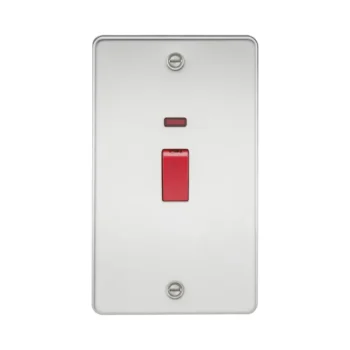 Knightsbridge FP8332NPC Knightsbridge Flat Plate 45A 2G DP Switch with Neon - Polished Chrome