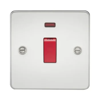 Knightsbridge FP8331NPC Knightsbridge Flat Plate 45A 1G DP Switch with Neon - Polished Chrome