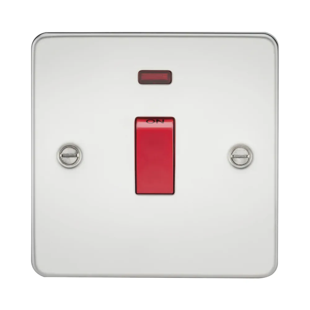 Knightsbridge Flat Plate 45A 1G DP Switch with Neon - Polished Chrome 1 Knightsbridge FP8331NPC Knightsbridge Flat Plate 45A 1G DP Switch with Neon - Polished Chrome