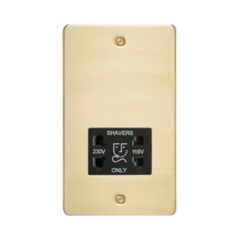 Knightsbridge FP8900BB Knightsbridge Flat Plate 115V/230V Dual Voltage Shaver Socket - Brushed Brass with Black Insert