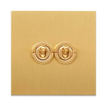 Forbes & Lomax 2GTW/QBB Forbes & Lomax 2GTW/QBB 2 Gang 2 Way Dolly Switch - Brushed Brass Plate