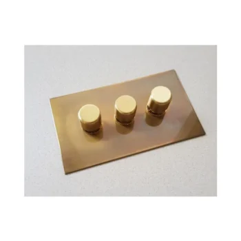 Forbes & Lomax 3GTE250/OLB Forbes & Lomax 3GTE250/OLB 3 Gang Rotary Dimmer - Aged Brass Plate 1