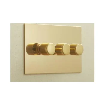 Forbes & Lomax 3GTE250/U Forbes & Lomax 3GTE250/U 3 Gang Rotary Dimmer - Unlacquered Brass