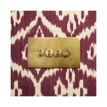 Forbes & Lomax 4GTW/OLB Forbes & Lomax 4GTW/OLB 4 Gang 2 Way Dolly Switch - Aged Brass Plate