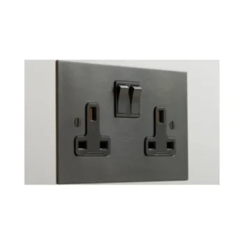 Forbes & Lomax DS13M/BMA Forbes & Lomax DS13M/BMA 13A Double Socket with Metal Switches - Antique Bronze Plate
