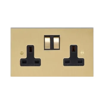 Forbes & Lomax DS13M/QBB Forbes & Lomax DS13M/QBB 13A Double Socket with Metal Switches - Brushed Brass