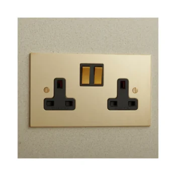 Forbes & Lomax DS13M/U Forbes & Lomax DS13M/U 13A Double Socket with Metal Switches - Unlacquered Brass
