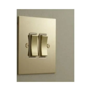 Forbes & Lomax R2GINM/U Forbes & Lomax R2GINM/U 2 Gang Intermediate Rocker Switch - Unlacquered Brass Plate