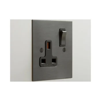 Forbes & Lomax SS13M/BMA Forbes & Lomax SS13M/BMA 13A Single Socket with Metal Switches - Antique Bronze Plate