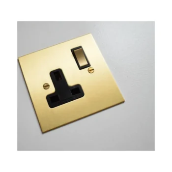 Forbes & Lomax SS13M/QBB Forbes & Lomax SS13M/QBB 13A Single Socket with Metal Switches - Brushed Brass