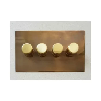 Forbes & Lomax X4GTE250OLB Forbes & Lomax X4GTE250/OLB 4 Gang Rotary Dimmer - Aged Brass Plate