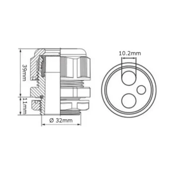 32mm Meter Tails Gland IP68 - UNI32-TG-25MM 2