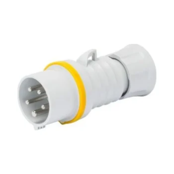 🟡-Gewiss-GW60001H-–-16A-2PE-3-Pin-Plug-–-100–130V-110V-Compatible-–-Straight-Industrial-Plug-–-IP44IP54-–-Screw-Wiring-–-Yellow-–-IEC-309-HP-Range-