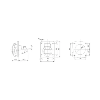 Gewiss GW62201H – 16A 2P+E 110V Socket Angled Flush-Mounting – IP44/IP54