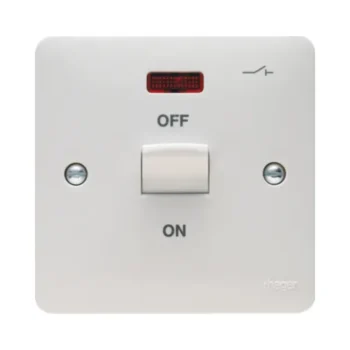 Hager WMDP50N Hager Sollysta WMDP50N 50A Double Pole 1 Gang Switch with Neon