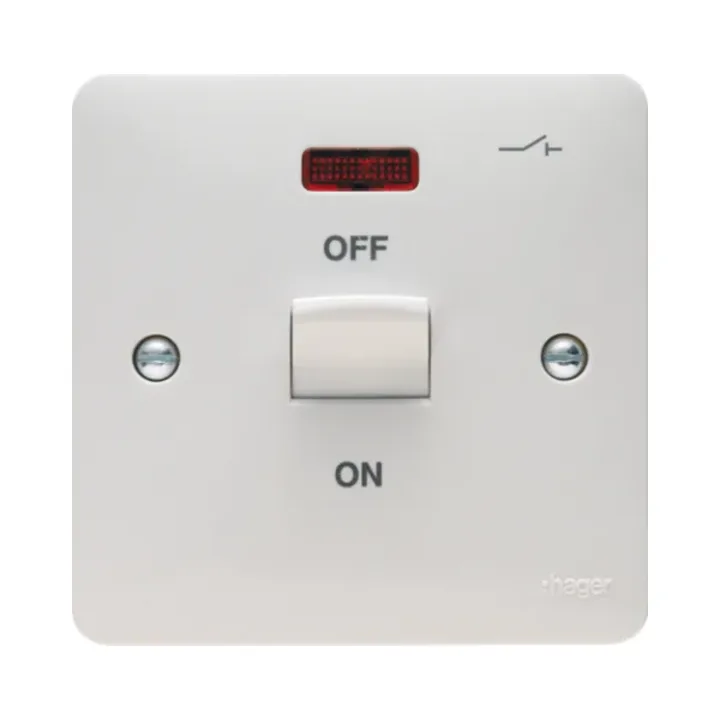 Hager Sollysta WMDP50N 50A Double Pole 1 Gang Switch with Neon 1 Hager WMDP50N Hager Sollysta WMDP50N 50A Double Pole 1 Gang Switch with Neon