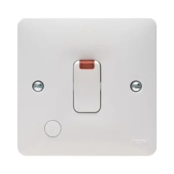 Hager WMDP84FON Hager Sollysta WMDP84FON 20A Double Pole Switch with Neon and Outlet