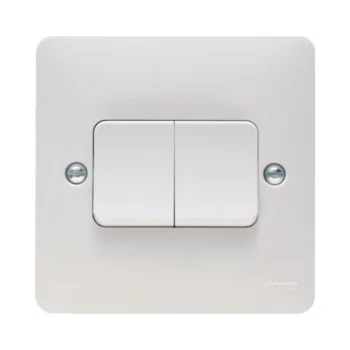 Hager WMPS22W Hager Sollysta WMPS22W 10A 2 Gang 2 Way Wall Switch Wide Rocker