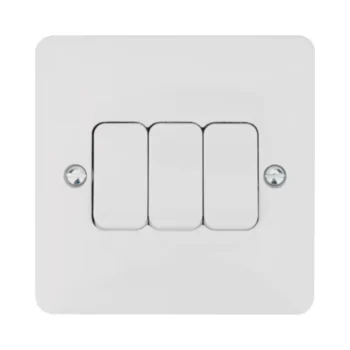 Hager WMPS32 Hager Sollysta WMPS32 10A 3 Gang 2 Way Wall Switch