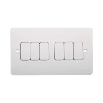 Hager WMPS62 Hager Sollysta WMPS62 10A 6 Gang 2 Way Wall Switch
