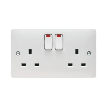 Hager WMSS82N Hager Sollysta WMSS82N 2 Gang Switched Socket with LED