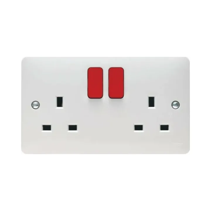 Hager Sollysta WMSS82R 2 Gang 13A Switched Socket - Red Rockers 1 Hager WMSS82R Hager Sollysta WMSS82R 2 Gang 13A Switched Socket - Red Rockers 1